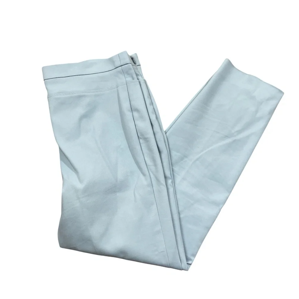 Akris Punto Light Blue Womens Dress Pants Side Zipper Cotton Blend Straight Leg‎